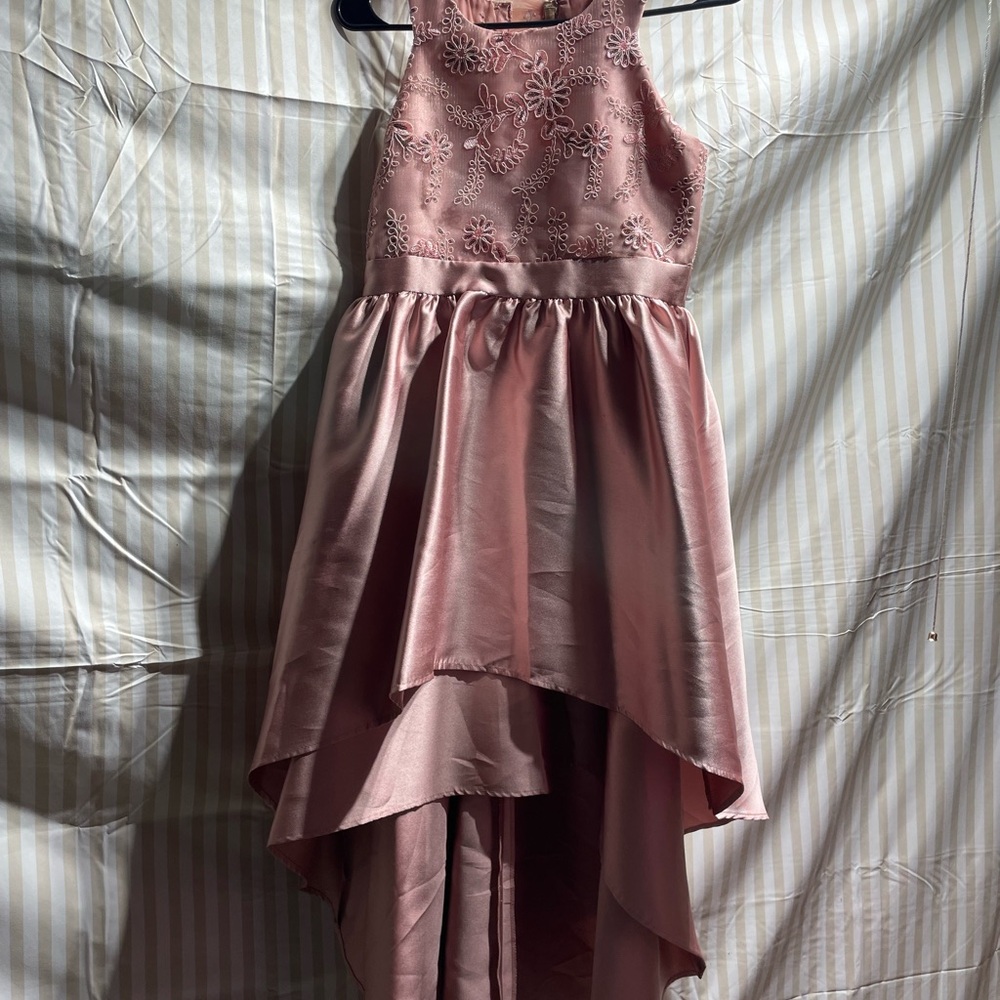 Bonnie Jean Blush Pink Floral High-Low Dress
